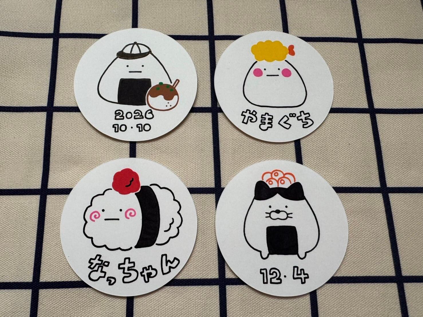 リクエストおにぎり 専用台紙に描いたサンプル